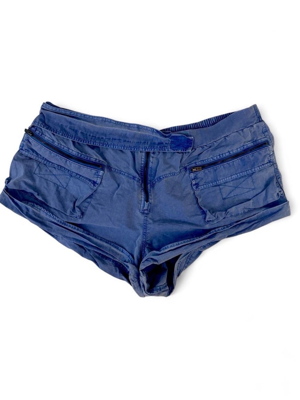 Free People Indigo Navy Cargo Pocket Mini Shorts